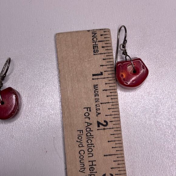 Vintage Chunky Red Coral Necklace, Earring Set - Picture 9 of 10